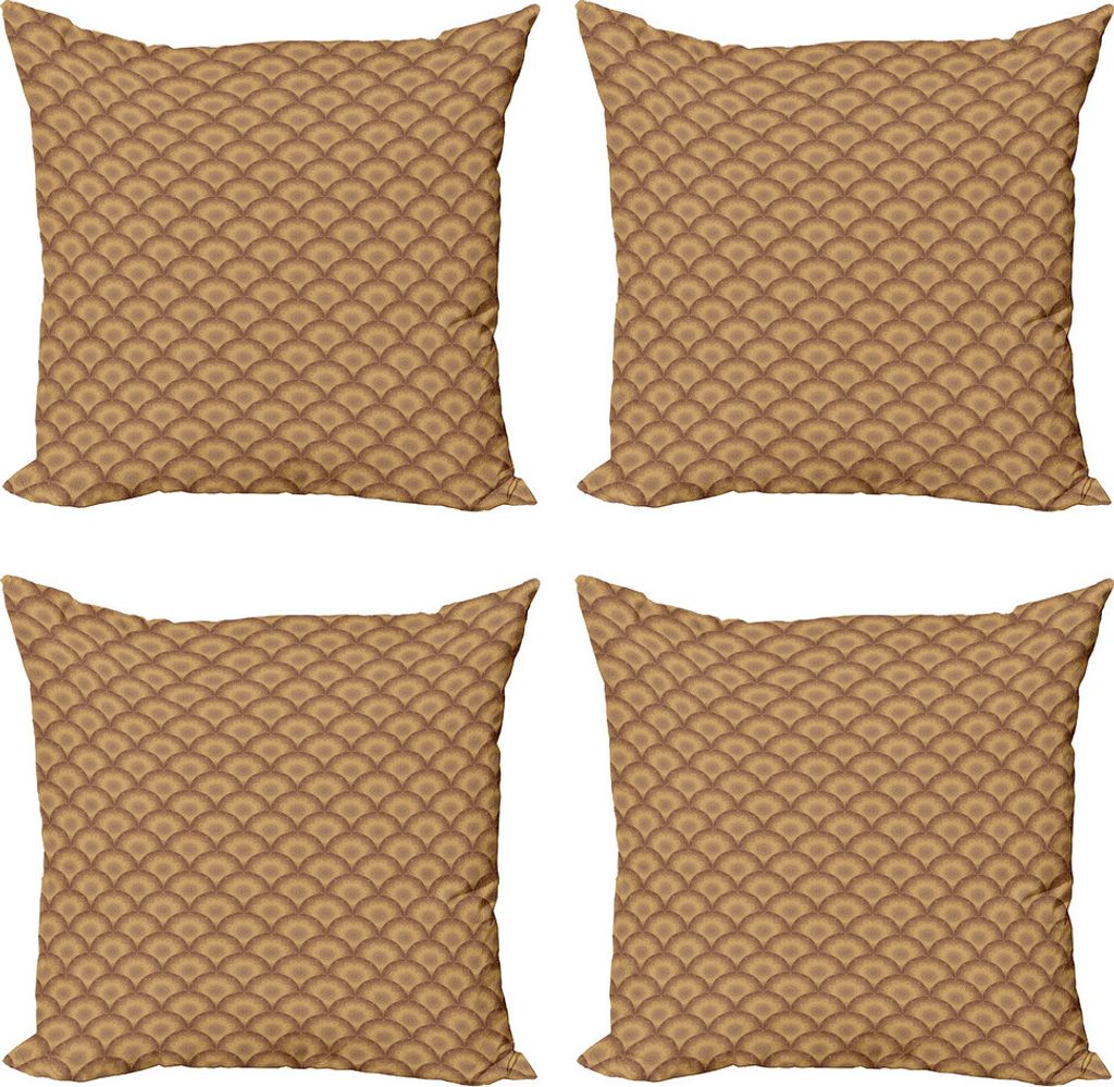 ABAKUHAUS Ethnisch Kissenbezug Set (4 Stück), Altorientalische Damast, Moderner Doppelseitiger Digitaldruck, 40 cm x 40 cm, Pale Redwood Sand Brown