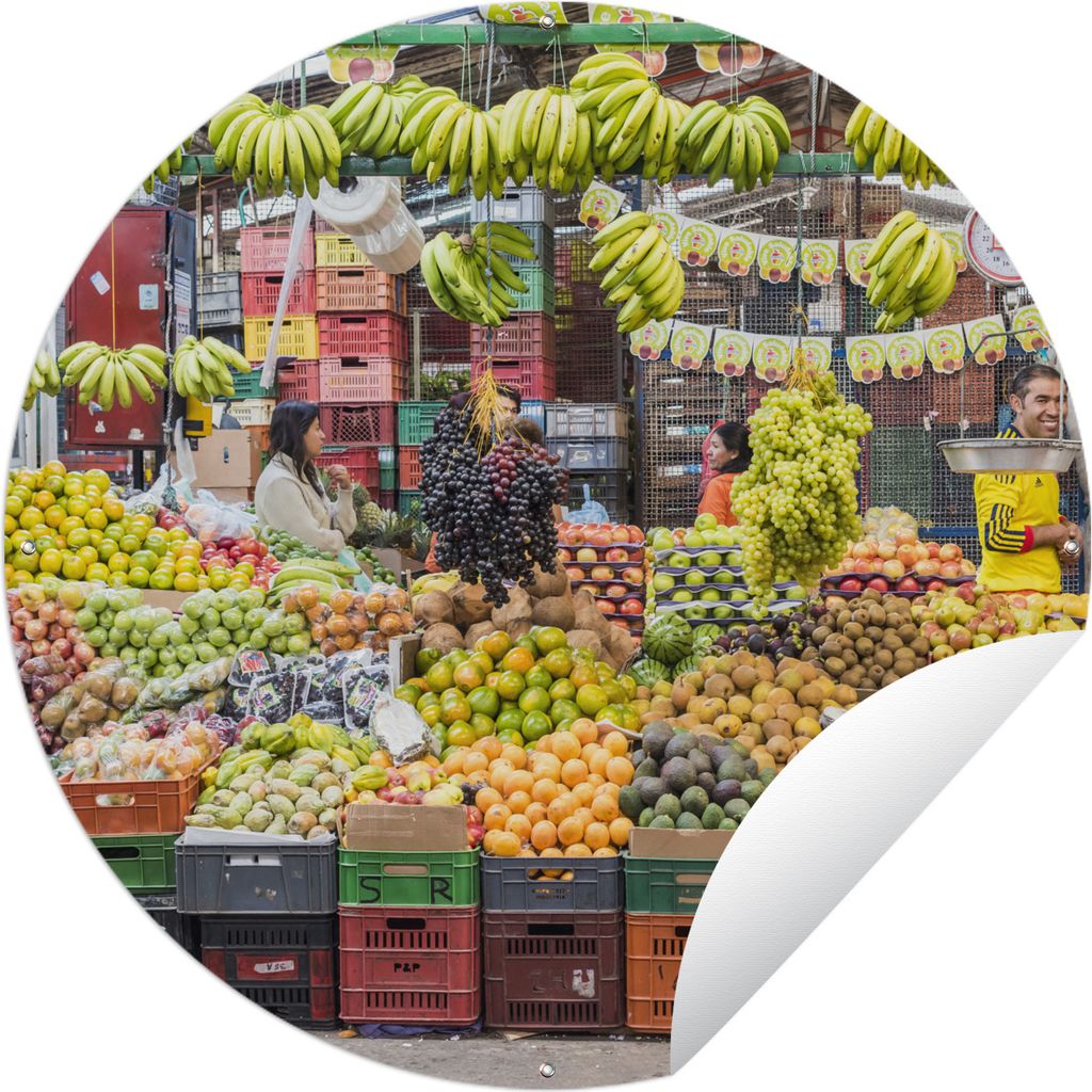 MuchoWow Gartenposter Outdoor-Poster Rund Kiste - Obst - Gemüse - Markt Ø 120 cm Gartendeko Rundes Poster draußen