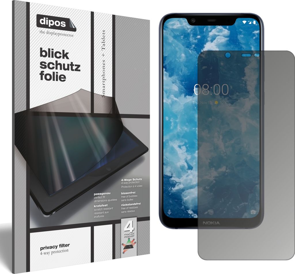 Schutzfolie für Nokia 8.1 Blickschutzfolie matt Folie Display Schutz dipos