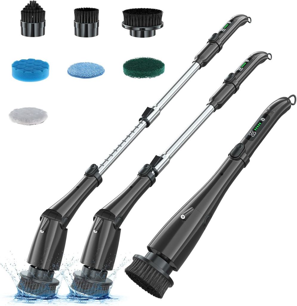 Elektrische Reinigungsbürste Haushalt: Bürstenreinigung mit Akku – Reinigungsbürste Elektrisch Bad – Schrubber Terrasse – Reinigungsbürste