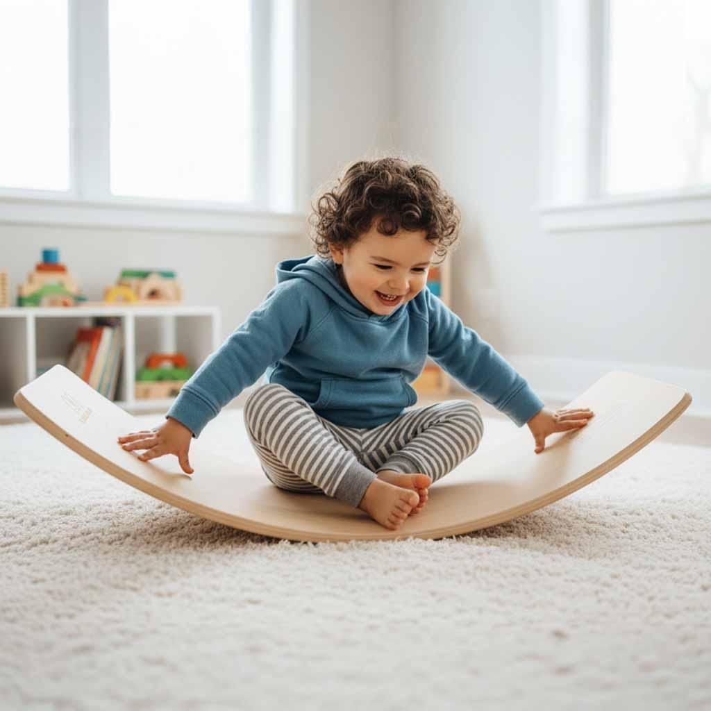 Planche d'équilibre pour enfants pour l'entraînement, l'équilibre et la coordination, planche à bascule sûre et stable pour enfants, exercice en intérieur (vert menthe