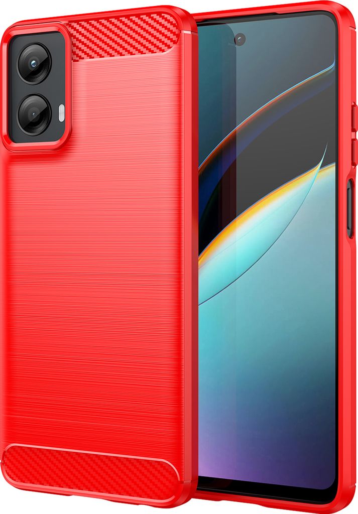 Hülle für Motorola Moto G (2024) Carbon-Faser Weich TPU Silikon Stoßfest Handyhülle Rot