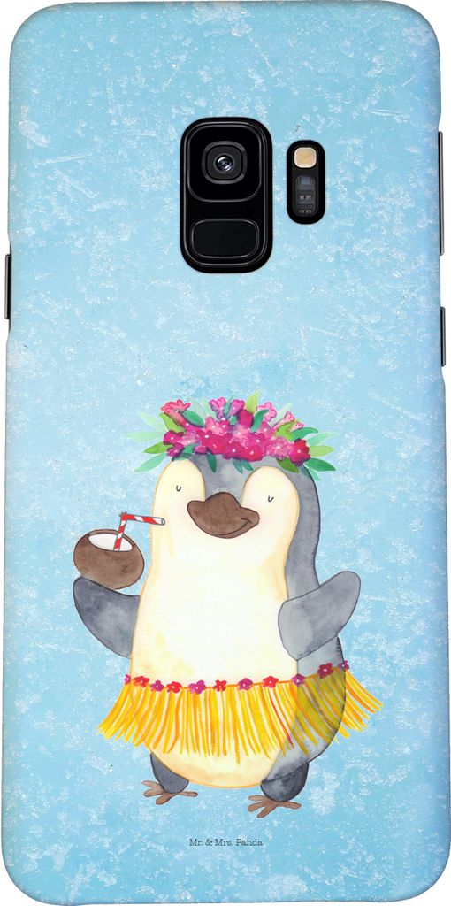 Mr. & Mrs. Panda Samsung Galaxy S9 Handyhülle Pinguin Kokosnuss - Eisblau - Geschenk, Cover, Smartphone Hülle, Handy Schutzhülle, Urlaub, Hawaii...
