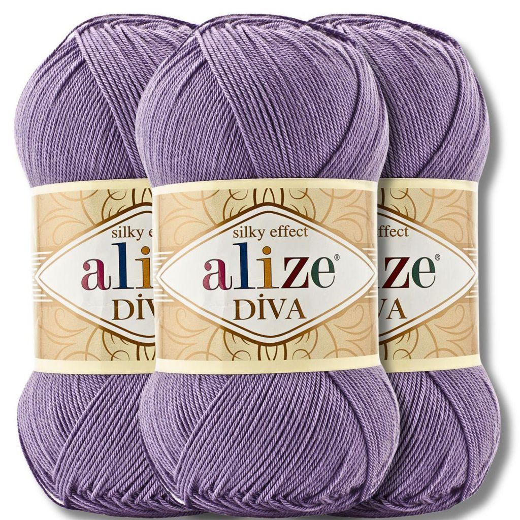 Alize 3x 100g Diva Wolle, Uni, Häkeln, Stricken (622)