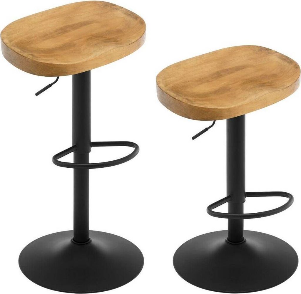 WOLTU 2 x Barhocker, mit Sattelsitz Fußstütze, aus Massivholz Metall, Holzoptik