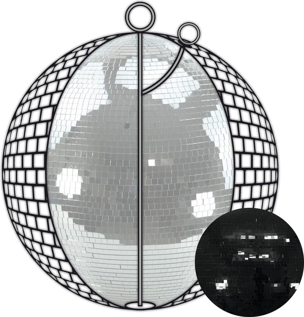 Spiegelkugel 75cm - schwarz - Discokugel Echtglas - 10x10mm Spiegel - PROFI Serie