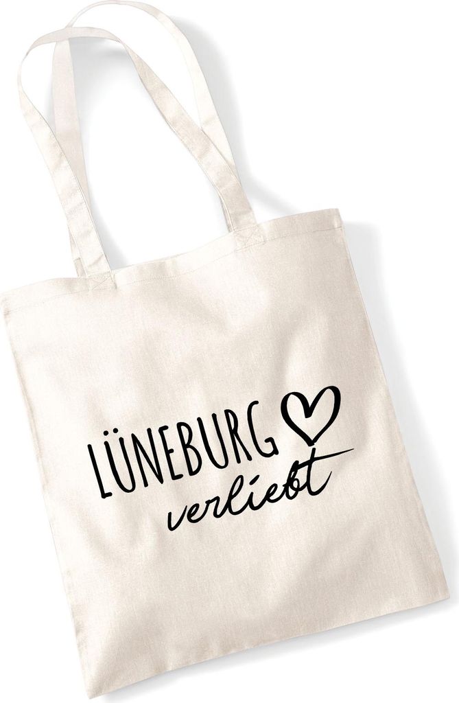 Huuraa Jutebeutel Lüneburg verliebt 10 Liter Natural Baumwolle Tasche Geschenkidee