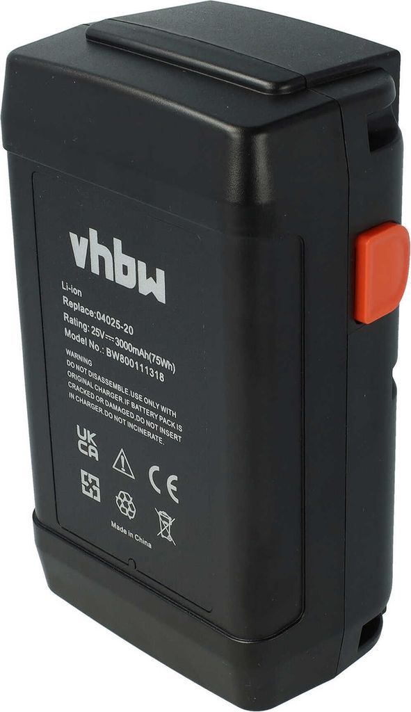 vhbw Akku Ersatz für Gardena 8838, 8838-U, 8838U, 04025-20, 8838-20, 4025 für Rasenmäher (3000mAh 25V Li-Ion)