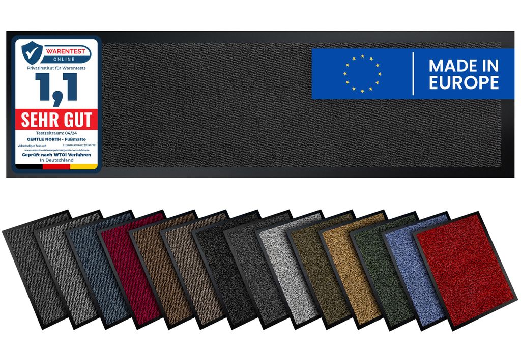 Hochwertige graue-schwarze Fußmatte 90x300 cm – rutschfest, Produktbild 