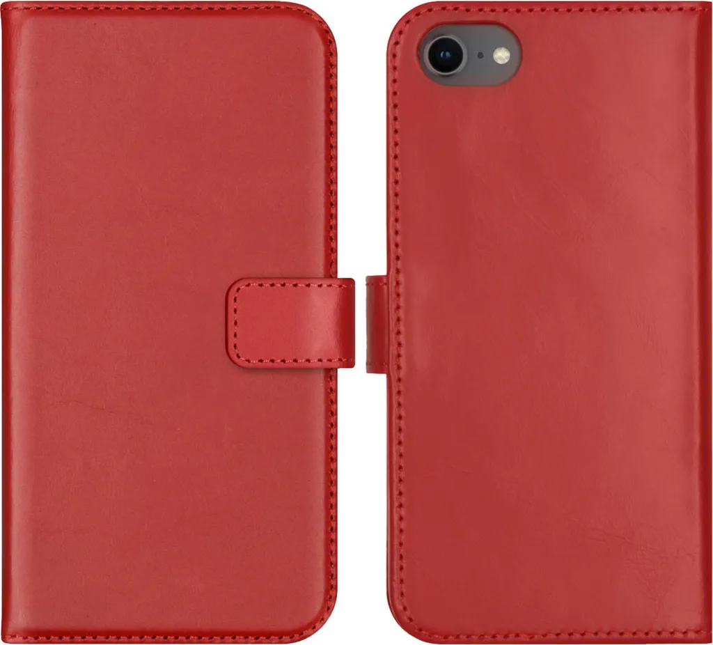 Selencia Custodia iPhone SE (2022/2020) in Vera Pelle Rossa a Libro