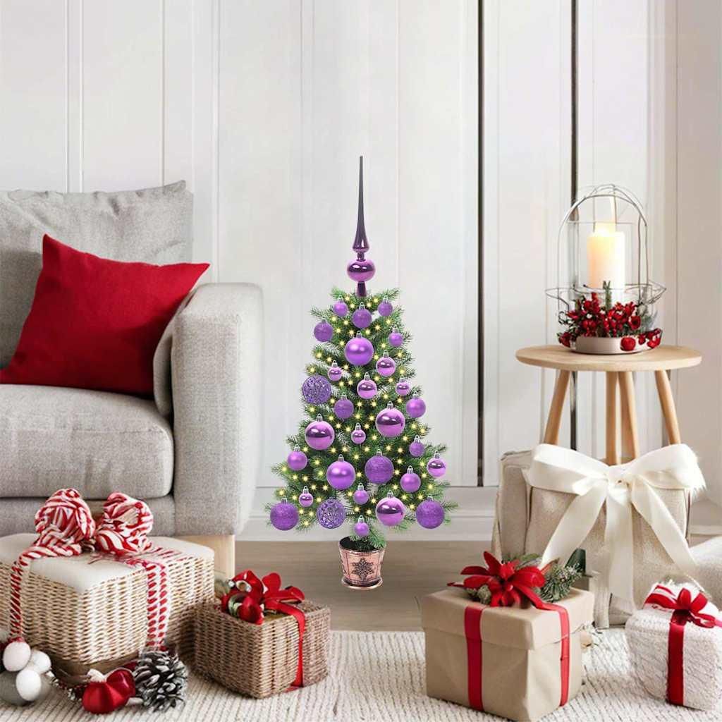 Eleganten-Stil Weihnachtsbaum mit 150 LEDs mit Ständer Grün 65 cm PE DE4949712