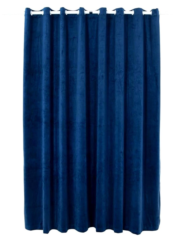 Verdunkelungsvorhang mit Metallringen, Samt, Dunkelblau, 290 x 245 cm