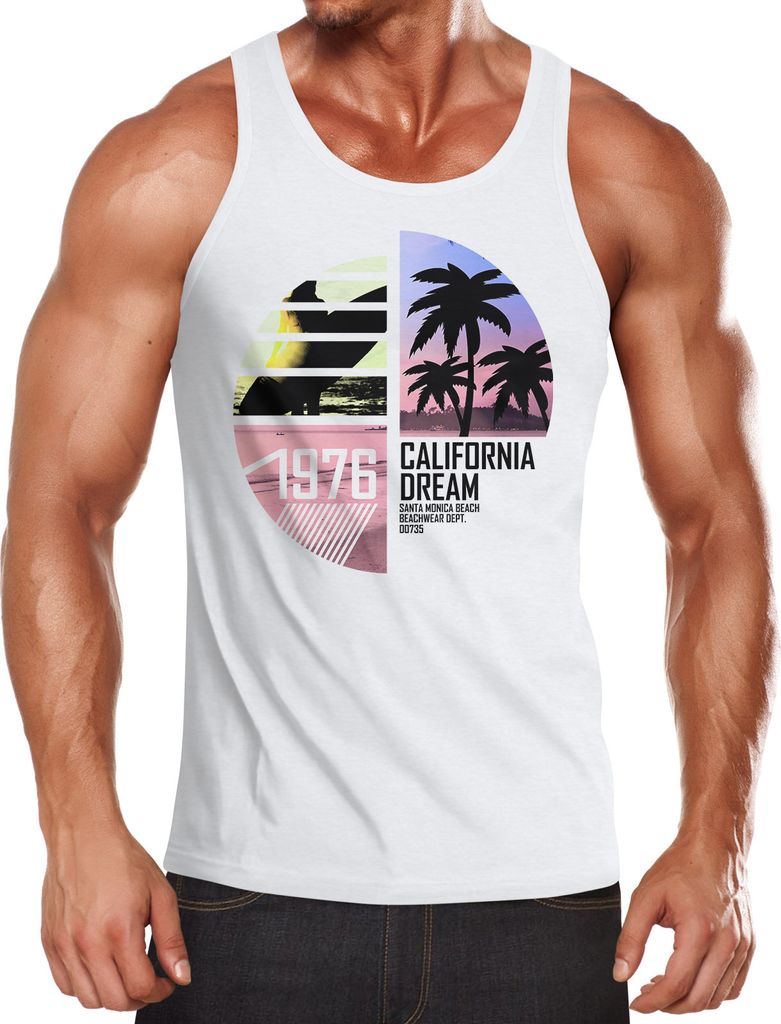 Herren Tanktop California Surfing Moonworks weiß XXL