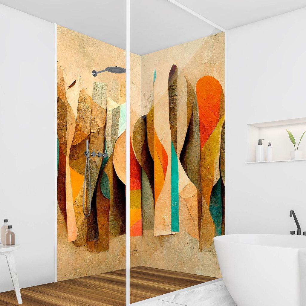 Duschrückwand mit Motiv selbstklebend - 0.35 mm Wandpaneel wasserfest Design bunt Abstrakt Badrückwand fugenlos Smart matt 110x190 cm