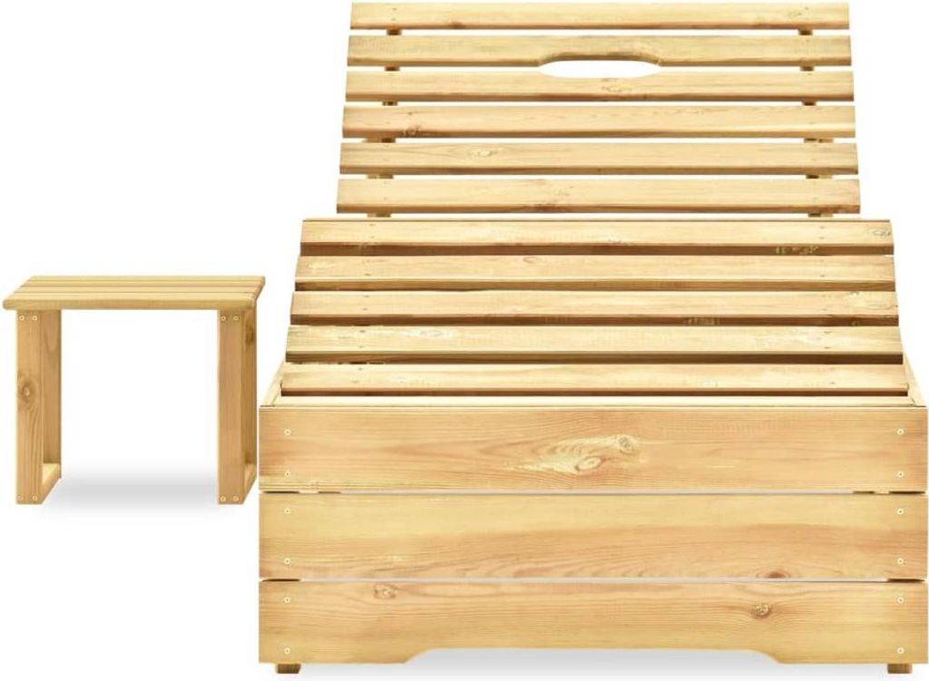 vidaXL Sonnenliege mit Tisch Grün Imprägniertes Kiefernholz