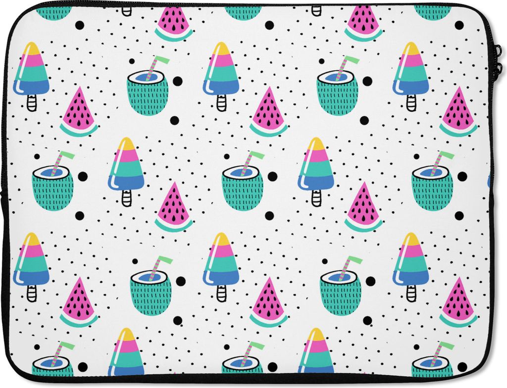 MuchoWow Laptop Hülle 17 Zoll Laptoptasche Muster - Eiscreme - Wassermelone - Zipper - Schutzabdeckung