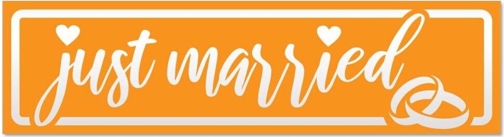 Kiwistar Just Married Ringe Hochzeit invertiert Magnetschild Schild magnetisch - 60cm Orange - Magnetfolie für Auto PKW Kfz
