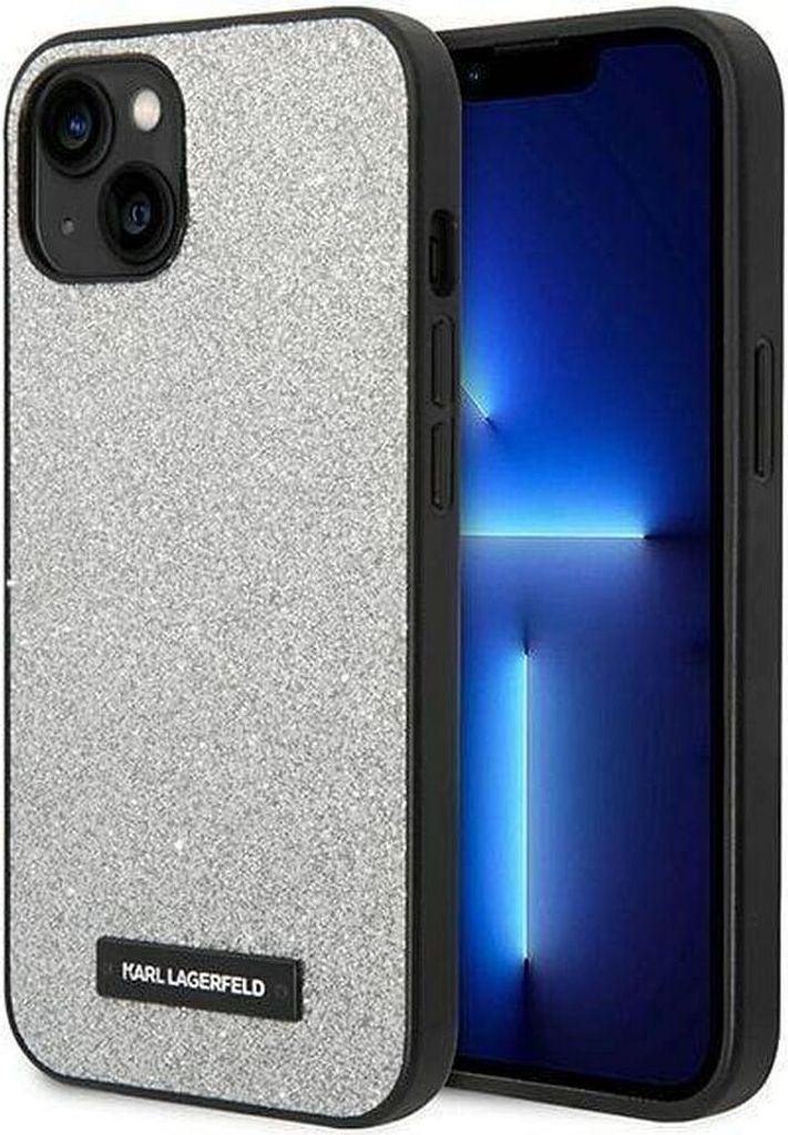 Karl Lagerfeld KLHCP14MG2ELS iPhone 14 Plus / 15 Plus 6,7" hardcase silber Glitter Plaque Logo Schutzhülle