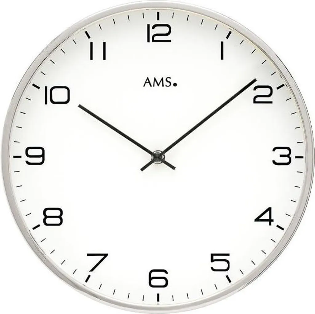 Horloge Silencieuse AMS 9658 en Métal et Verre Minéral Cadran 30cm