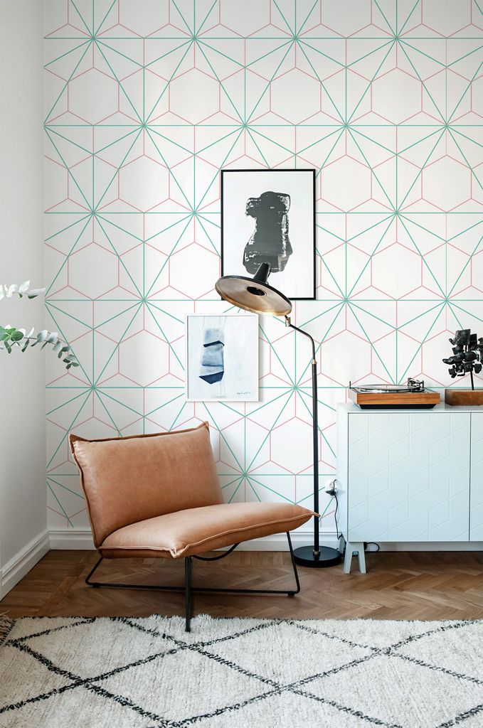 Coloray Fototapete 208x146 cm An Einer Wand Latex Latextapete - Hexagontrianz geometrisch