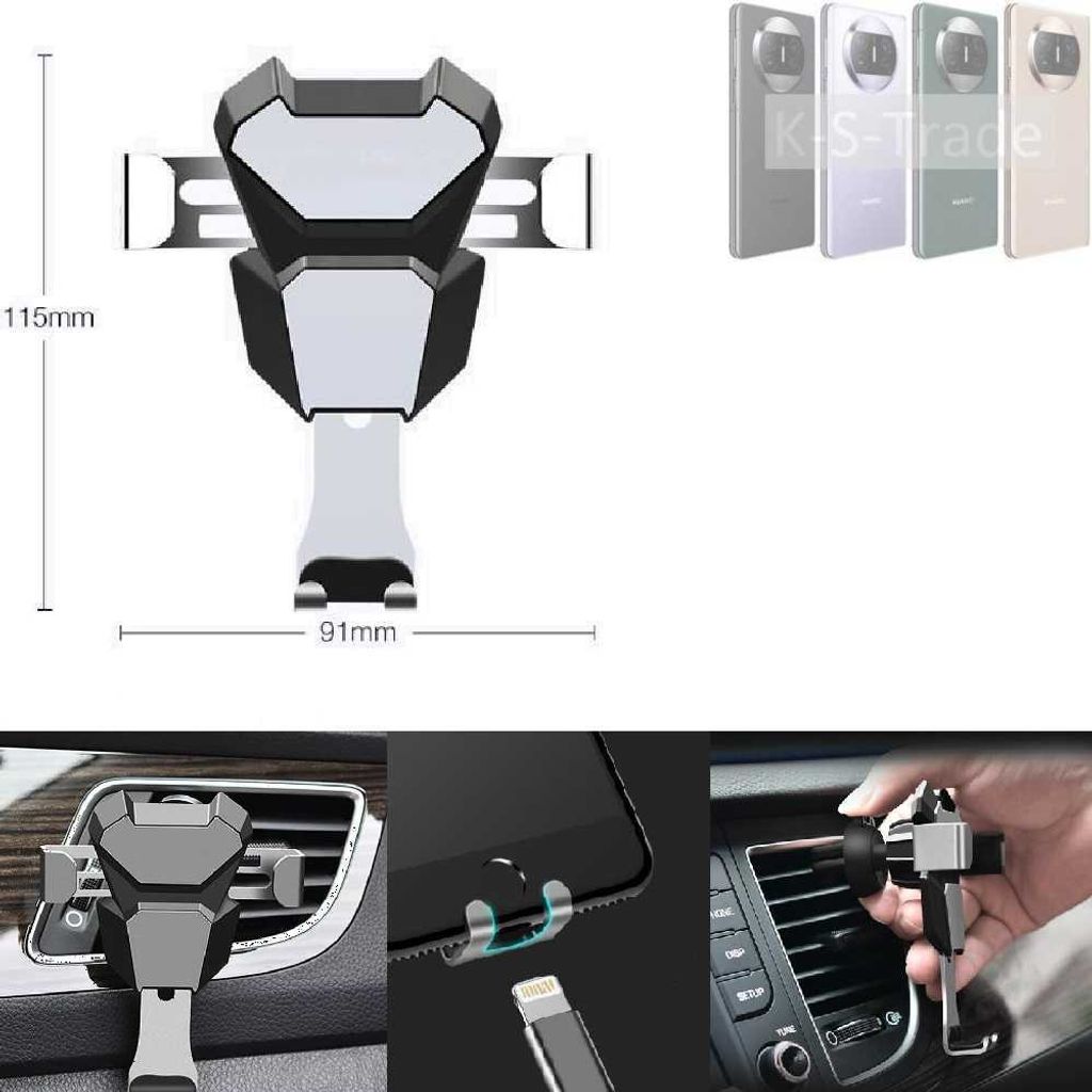 K-S-Trade Lüftungshalterung kompatibel mit Huawei Mate X3 kompakte Handy-Halterung Lüftungsschlitz Lüftungsgitter Autohalterung KFZ Auto-Halterung