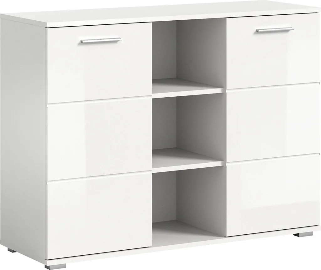 Buffet de cuisine Prego blanc brillant pour vaisselle et séjour