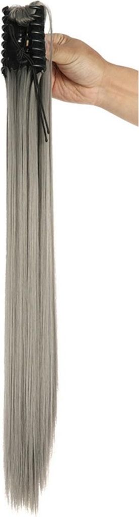 INF Grauer langer gerader synthetischer Pferdeschwanz mit Klauenclip