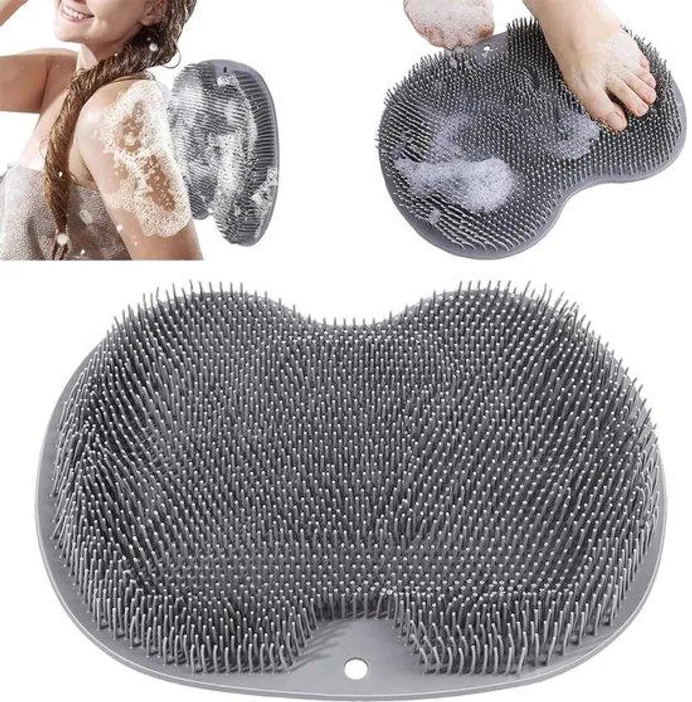 Tapis de massage pour les pieds en silicone gris, relaxant et antidérapant