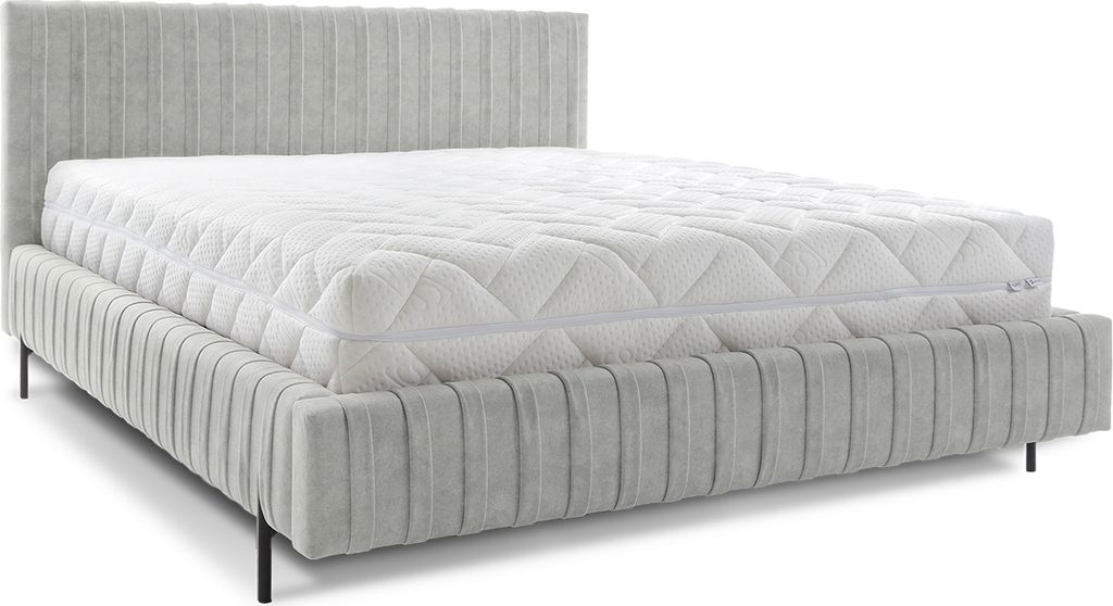 Bett mit Bettkasten 180x200cm Grau