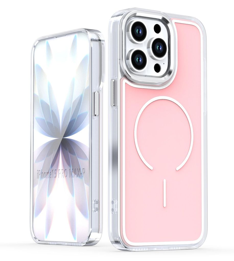 Magnetische Hülle für iPhone 14 Pro Max, Dünn Klare Stoßfest Handyhülle, Kompatibel mit MagSafe Pink