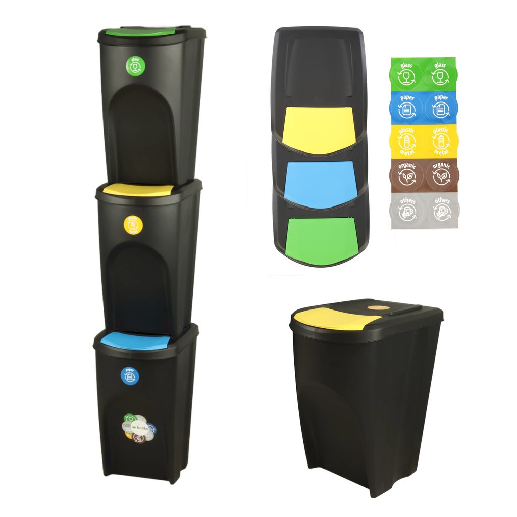 Afvalbakset - 3 stuks. Afvalscheidingssysteem - Set van 3 Productafbeelding 