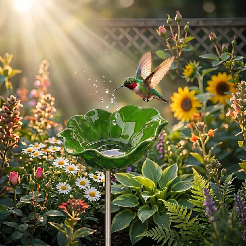 Vogeltränke Garten Metall, Bienen Tränke mit Erdspieß, Produktbild 