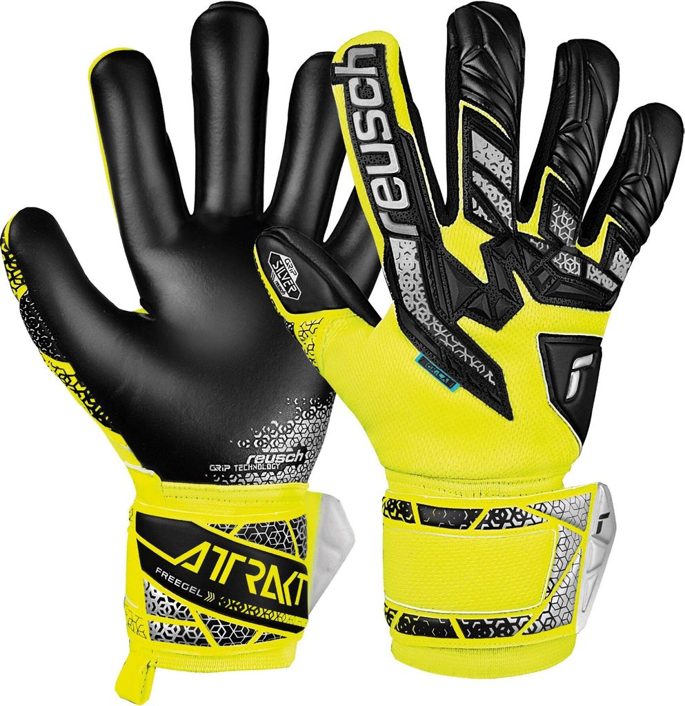 Reusch Torwarthandschuhe Attrakt Freegel Silver mit Evolution Negative Cut 2025 safe yell/silver/black 8.5