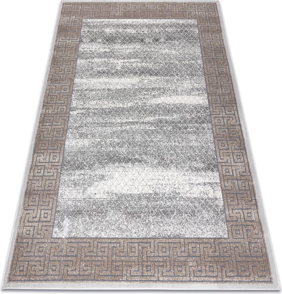 Modern NOBLE Teppich 1512 67 Rahmen, griechisch vintage - Strukturell zwei Ebenen aus Vlies creme / beige beige 120x170 cm