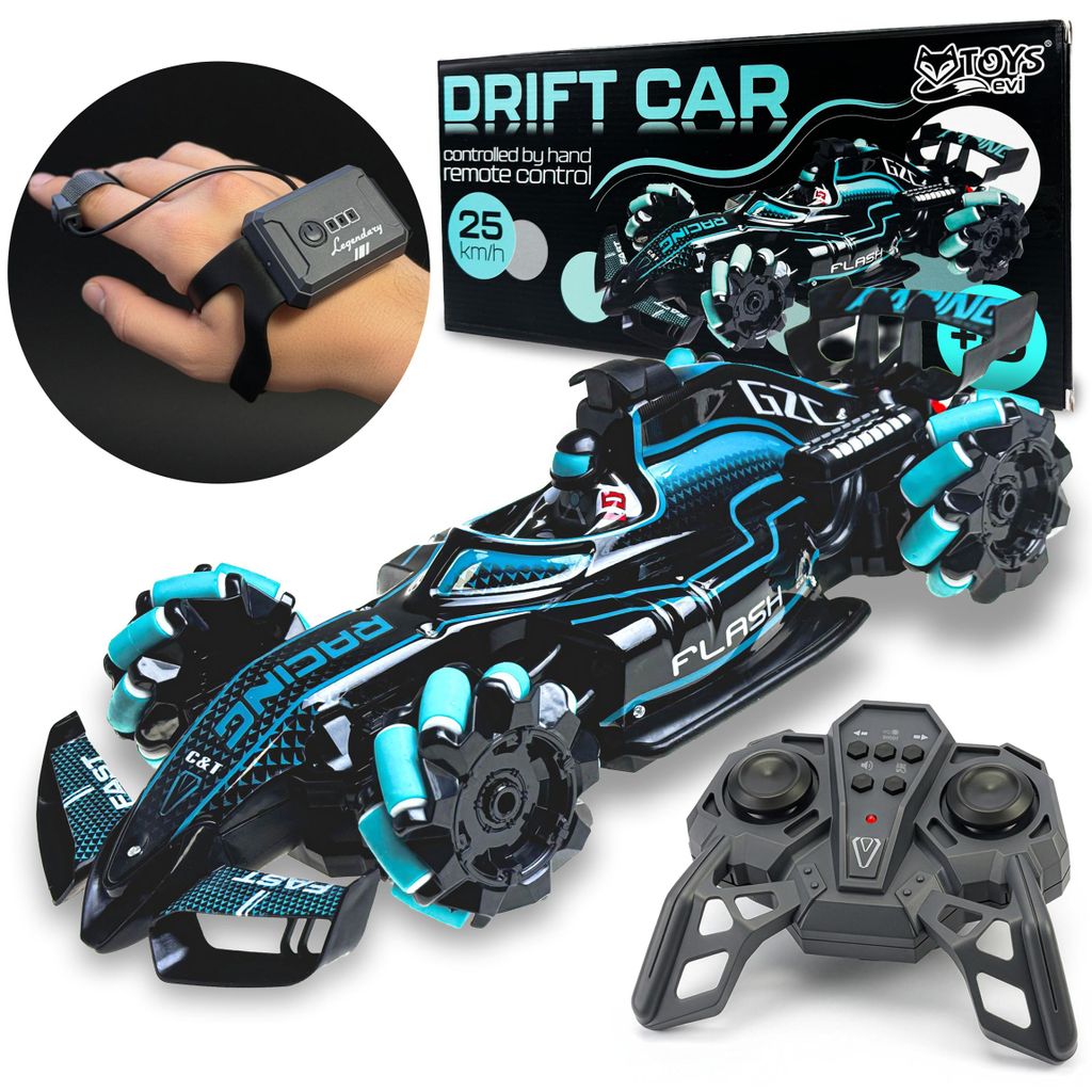 Ferngesteuertes Drift Auto mit Gestensteuerung, RC Stunt Car 4WD 25km/h, Handgesten-Sensor & Fernbedienung, LED & Rauch-Effekt, EVI TOYS Drift Car
