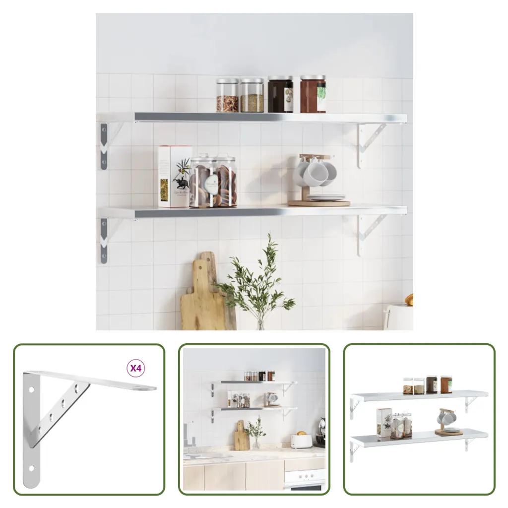 Living Store Mensole Acciaio Inox 4 Pezzi 30x15,5 cm - Shop Online