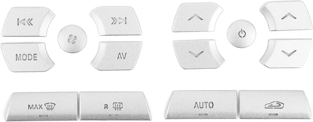 Kit Autocollants de Boutons de Climatisation Argent pour Jaguar XF 14pcs