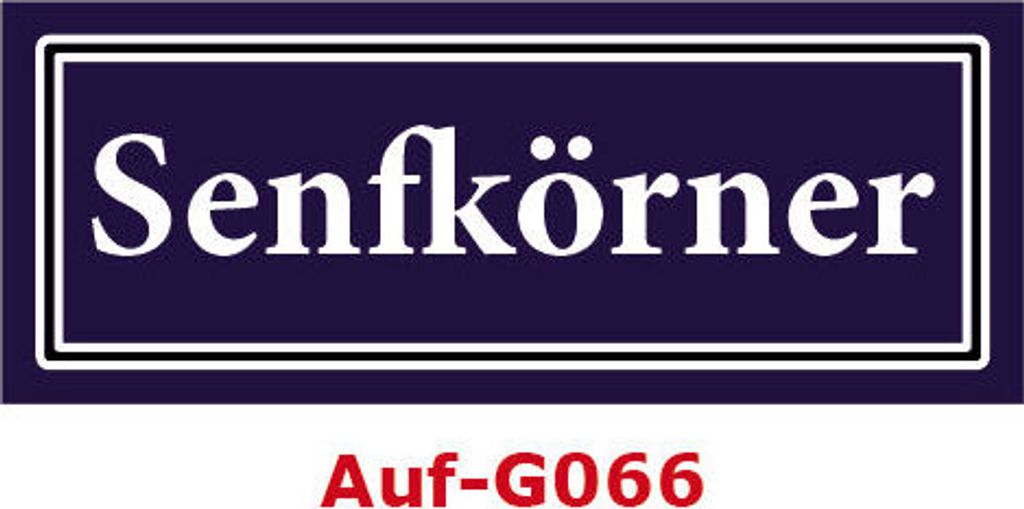 20 Stück Gewürzaufkleber Senfkörner 40x16mm Gewürzetiketten Sticker Lebensmittel (Auf-G066)