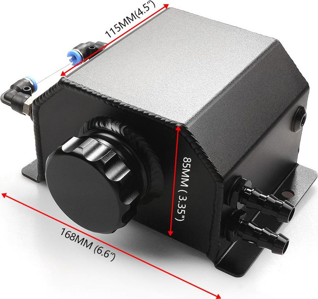 1L Aluminium Auto Kühlmittel Überlauf Ausgleichsbehälter Ölauffangbehälter Universal Entlüfter mit Ablassschraube