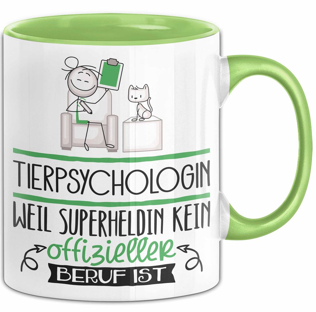 Tierpsychologin Geschenk Tasse Lustiger Spruch Tierpsychologin Weil Superheldin Kein Offizieller Beruf Ist Geschenkidee (Grün)