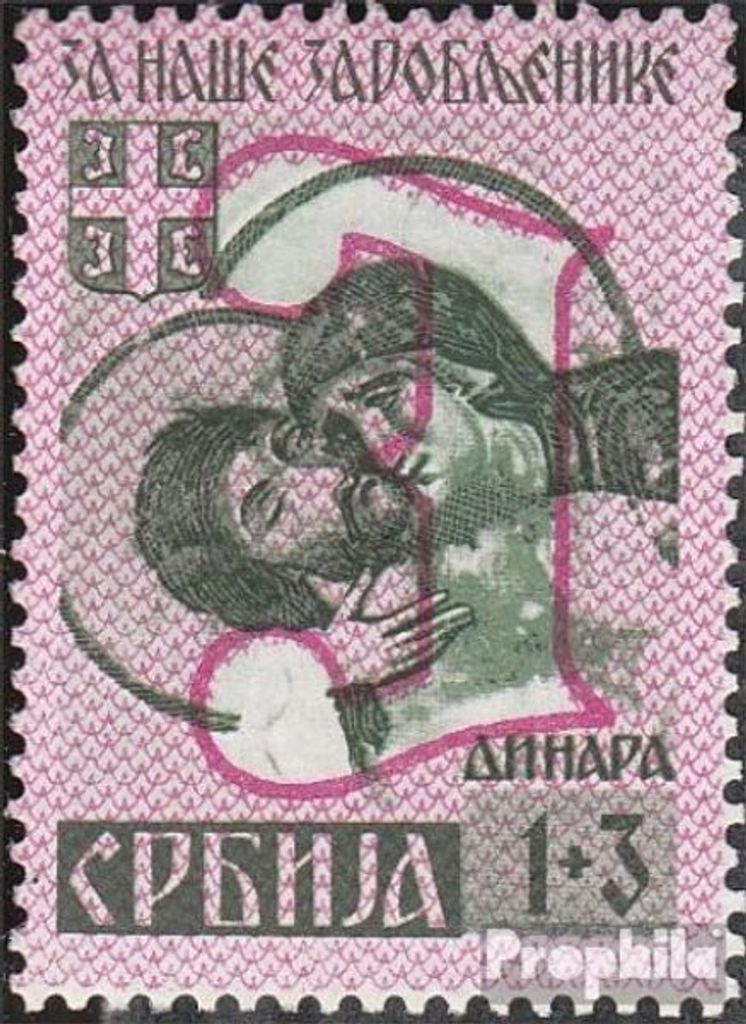Briefmarken Serbien (Dt.Bes.2.WK.) 1941 Mi 55III Überdruckspitzen nach oben postfrisch Kriegsgefangene