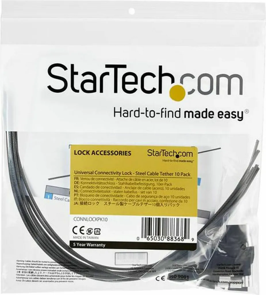 StarTech.com CONNLOCKPK10 Pack de 10 Câbles de Sécurité Réglables Noir