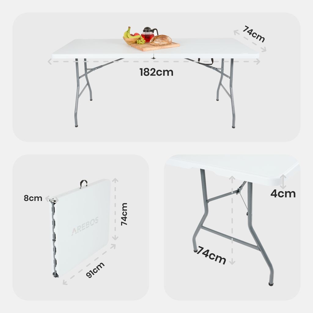 AREBOS stół bufetowy składany 182 x 74 x 74 cm stół Zdjęcie produktu 12
