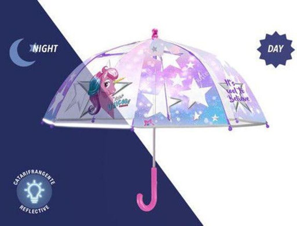PERLETTI Regenschirm Kinderschirm EINHORN leicht bunt transparent Kinder Mädchen
