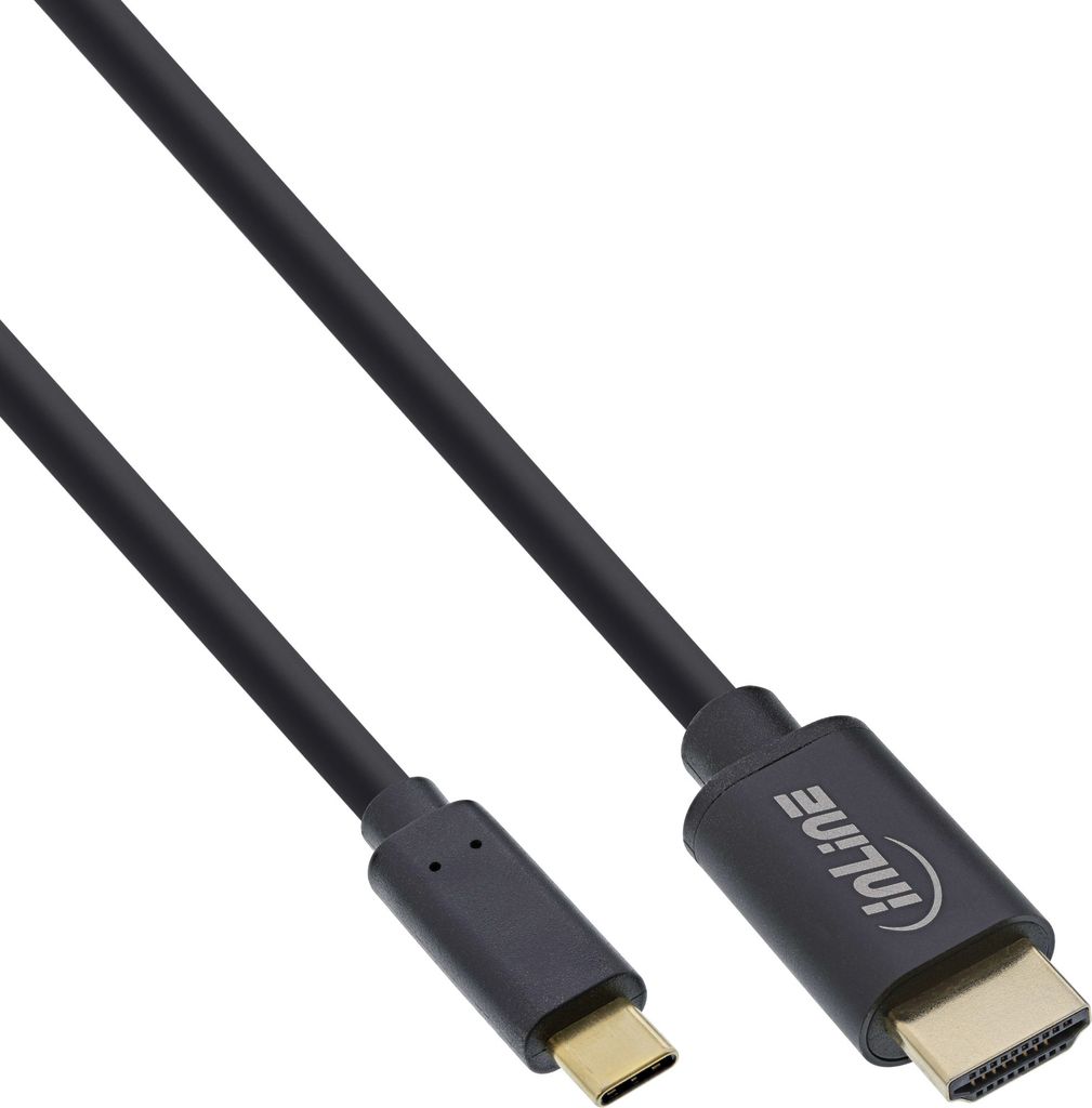 InLine USB Display Kabel, USB Typ-C Stecker zu HDMI Stecker (DP Alt Mode), 4K2K, schwarz, 5m