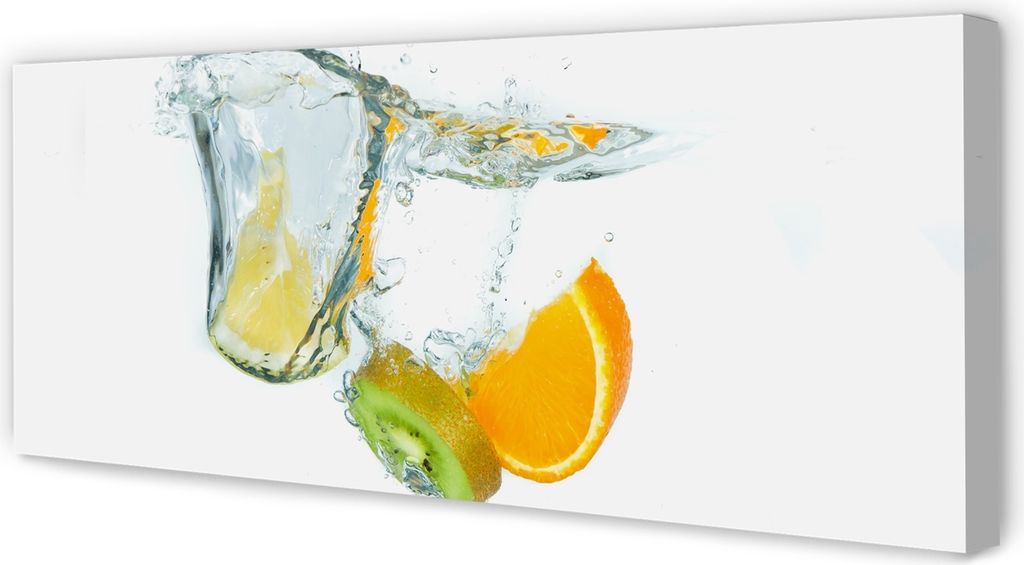 Leinwandbild 125x50 Wandkunst Wasser Kiwi Orange