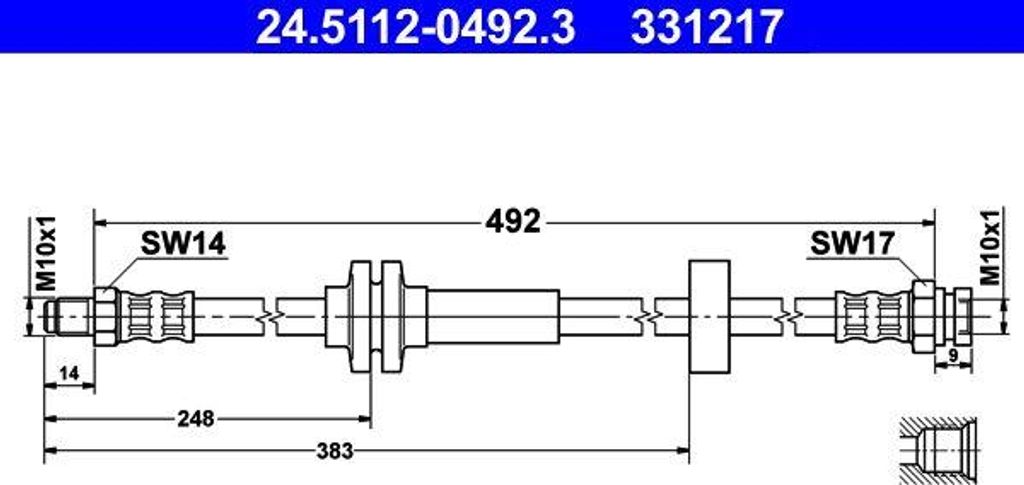 ATE 24.5112-0492.3 Bremsschlauch OE 4806G6 kompatibel mit Jumper, Ducato, Boxer