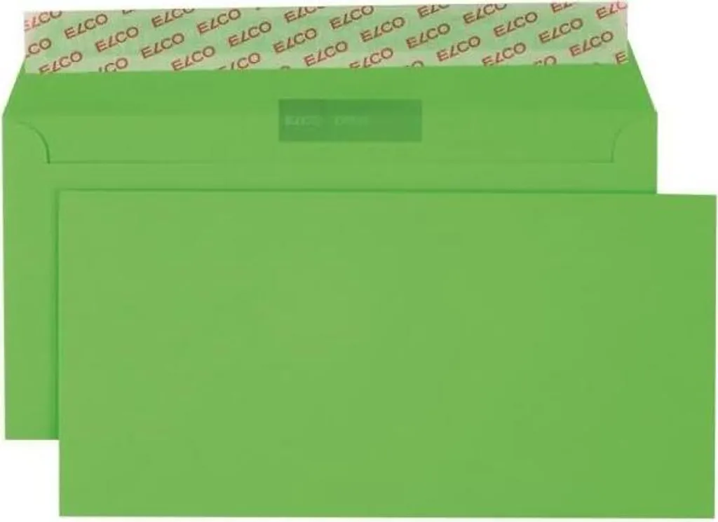 Lot de 250 Enveloppes de Couleur DIN Long Vertes Autocollantes ELCO 18833