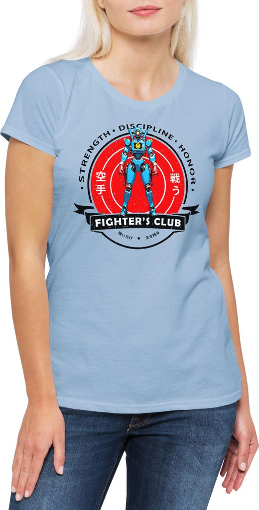 Urban Backwoods Fighter's Club Armor I, Damen T-Shirt, Farbe: Hellblau, Größe: S