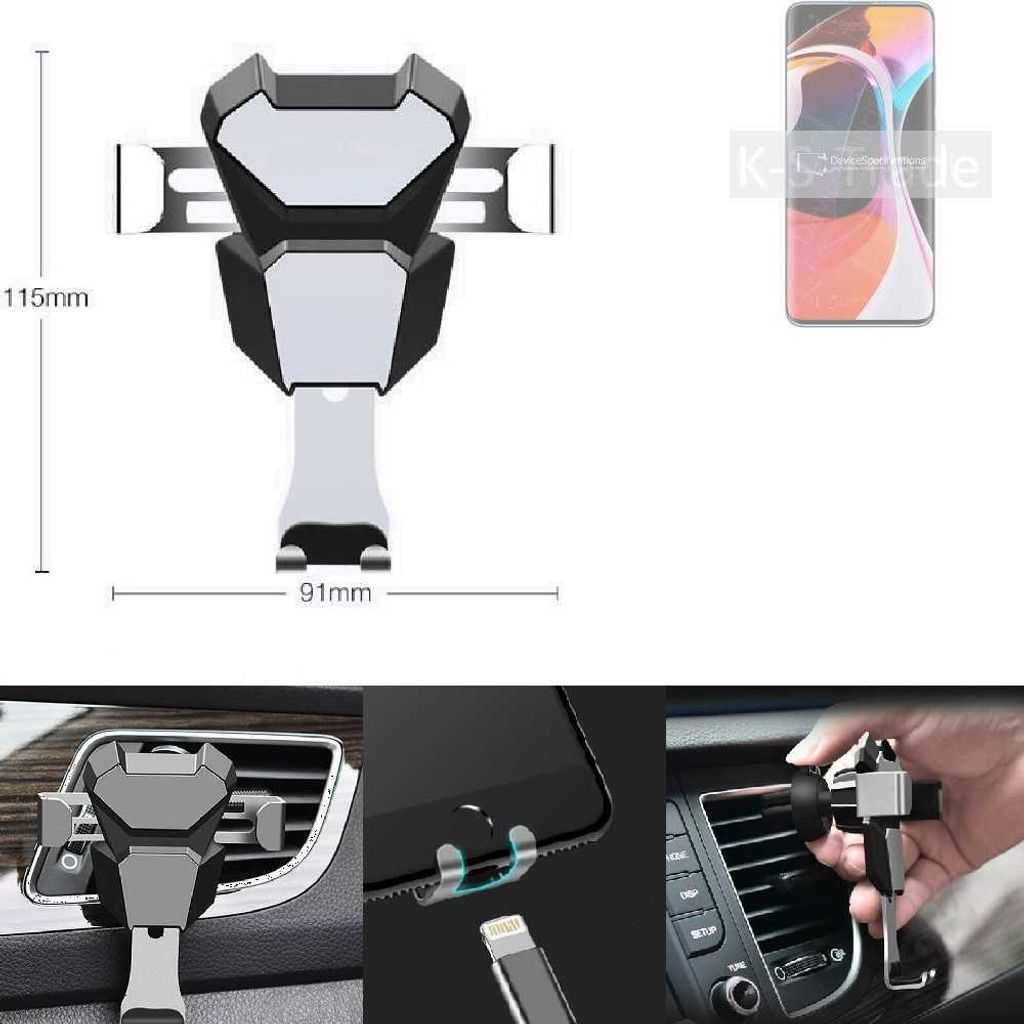 K-S-Trade Lüftungshalterung kompatibel mit Xiaomi Mi 10 kompakte Handy-Halterung Lüftungsschlitz Lüftungsgitter Autohalterung KFZ Auto-Halterung
